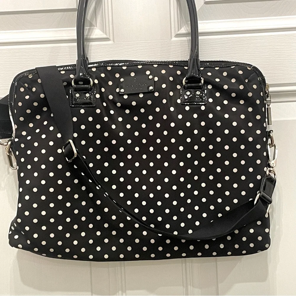 Kate Spade Black White polkadots Laptop Bag